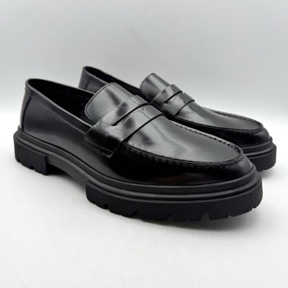 Steve Madden Mens Zeb Penny Loafer US 9.5 M Black Leather NWOB - Picture 5 of 13